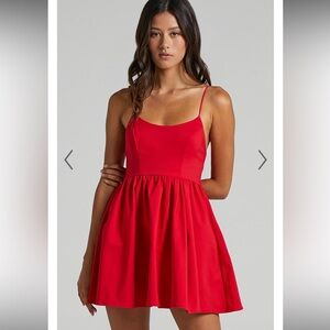 Showpo “YOU GOT NOTHING TO PROVE MINI DRESS - STRAPPY A-LINE DRESS IN RED”